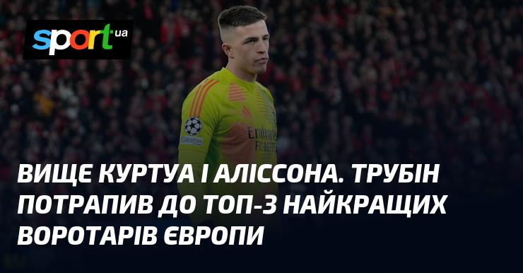 Трубін увійшов до трійки найкращих голкіперів Європи, випередивши таких зірок, як Куртуа та Аліссон.